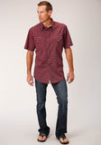 Roper Mens Short Sleeve Snap Texture Diamond Print Western Shirt - Roper