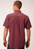 Roper Mens Short Sleeve Snap Texture Diamond Print Western Shirt - Roper