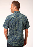 Roper Mens Short Sleeve Snap Lucky Tropical Print Western Shirt - Roper