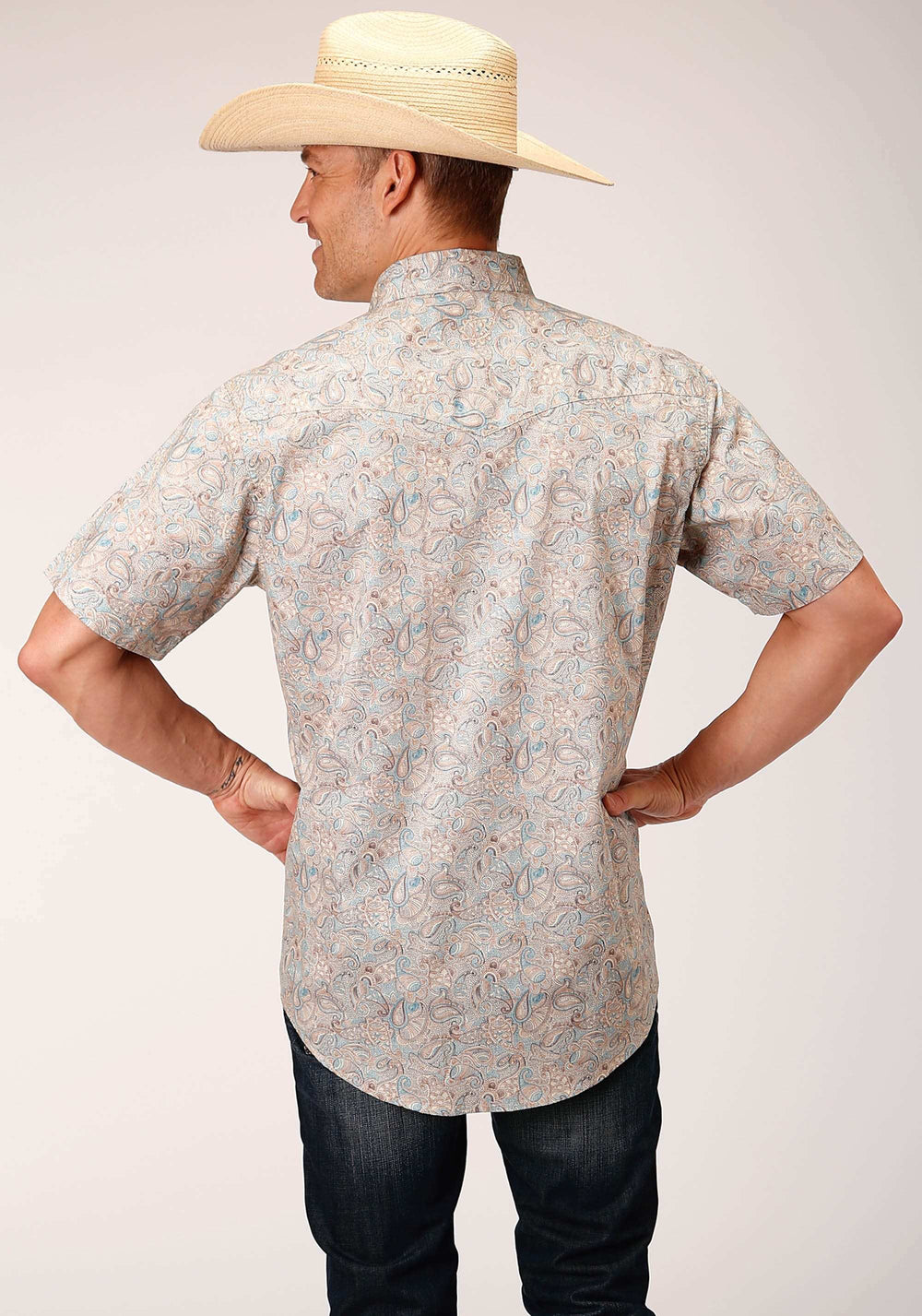 Roper Mens Short Sleeve Snap Dot Paisley Print Western Shirt - Roper - Flyclothing LLC