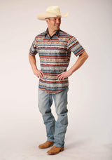 Roper Mens Short Sleeve Snap Sandstone Aztec Print Western Shirt - Roper - Flyclothing LLC