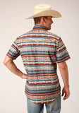Roper Mens Short Sleeve Snap Sandstone Aztec Print Western Shirt - Roper
