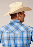 Roper Mens Short Sleeve Snap Cornflower Plaid Western Shirt - Roper - Flyclothing LLC