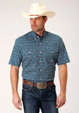 Roper Mens Short Sleeve Button Purple Sage Paisley Western Shirt - Roper