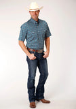 Roper Mens Short Sleeve Button Purple Sage Paisley Western Shirt - Roper