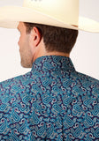 Roper Mens Short Sleeve Button Purple Sage Paisley Western Shirt - Roper