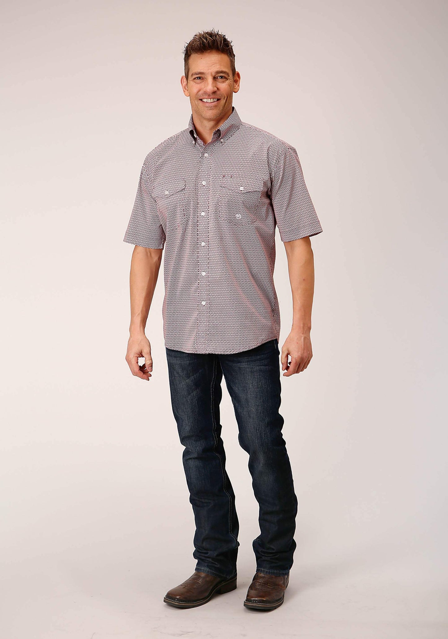 Roper Mens Short Sleeve Button Climbing Diamond Western Shirt - Roper - Flyclothing LLC