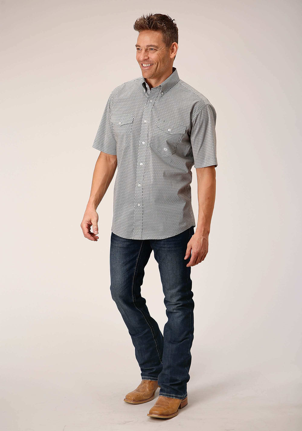 Roper Mens Short Sleeve Button Climbing Diamond Western Shirt - Roper - Flyclothing LLC