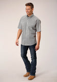 Roper Mens Short Sleeve Button Climbing Diamond Western Shirt - Roper