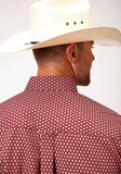 Roper Mens Red And White Foulard Print Short Sleeve Western Button Shirt - Roper