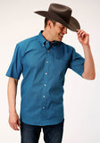 Roper Mens Short Sleeve Button Circuit Foulard Western Shirt - Roper