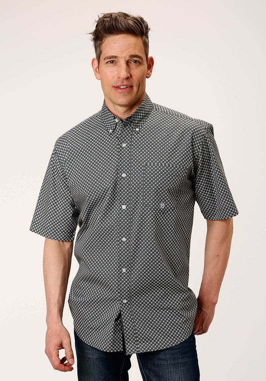 Roper Mens Short Sleeve Button Diamond Star Geo Western Shirt - Roper - Flyclothing LLC