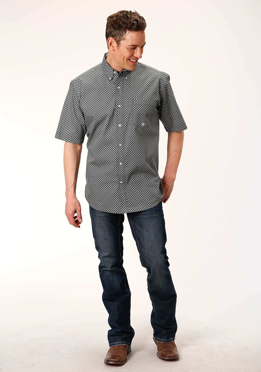 Roper Mens Short Sleeve Button Diamond Star Geo Western Shirt - Roper - Flyclothing LLC