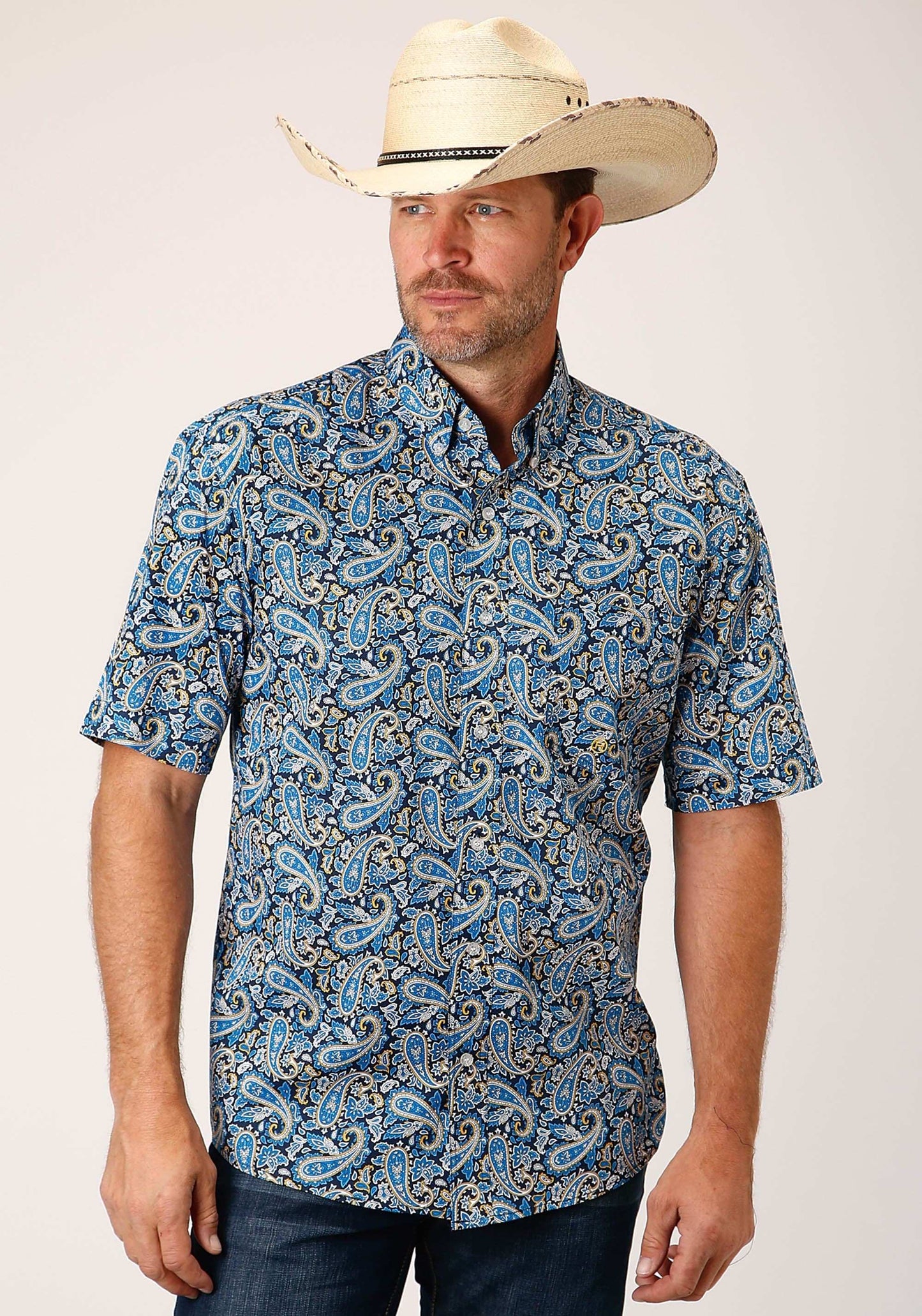 Roper Mens Short Sleeve Button Amarillo Paisley Western Shirt - Roper - Flyclothing LLC