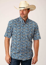 Roper Mens Short Sleeve Button Amarillo Paisley Western Shirt - Roper - Flyclothing LLC