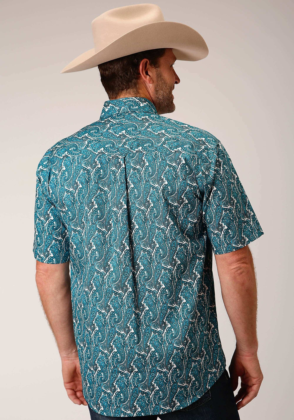 Roper Mens Short Sleeve Button Upstream Paisley Western Shirt - Roper - Flyclothing LLC