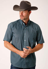 Roper Mens Short Sleeve Button Grey Cottage Foulard Western Shirt - Roper - Flyclothing LLC