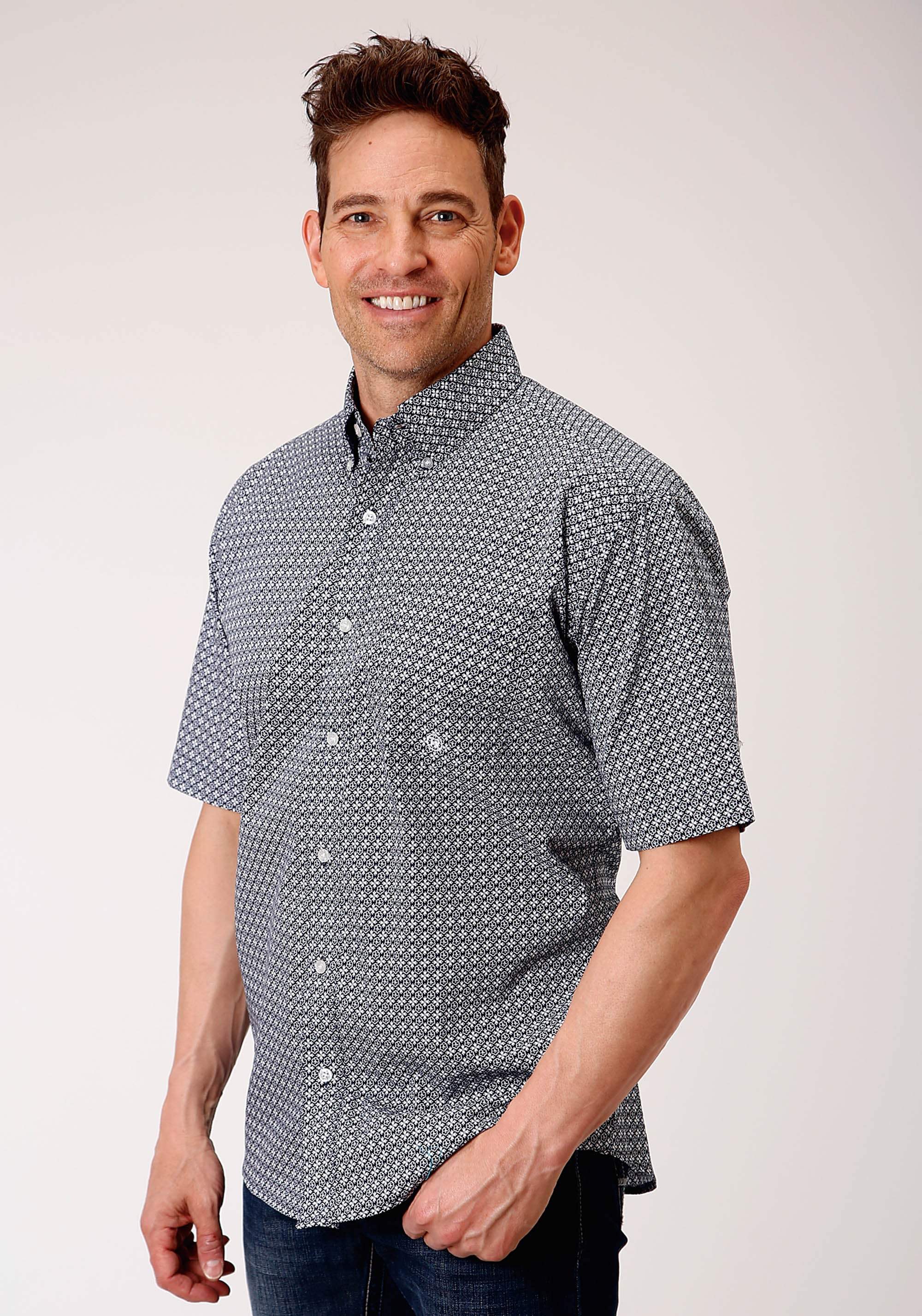 Roper Mens Short Sleeve Button Bell Foulard Western Shirt - Roper - Flyclothing LLC