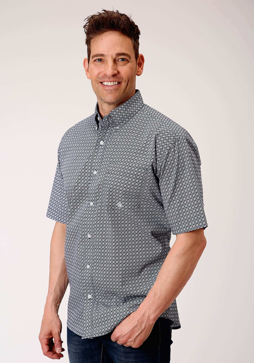 Roper Mens Short Sleeve Button Bell Foulard Western Shirt - Roper - Flyclothing LLC