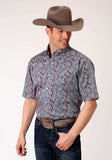 Roper Mens Short Sleeve Button Liberty Paisley Western Shirt - Roper