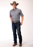 Roper Mens Short Sleeve Button Liberty Paisley Western Shirt - Roper