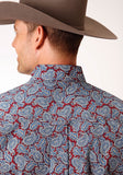 Roper Mens Short Sleeve Button Liberty Paisley Western Shirt - Roper