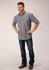 Roper Mens Short Sleeve Button Valley Paisley Western Shirt - Roper - Flyclothing LLC