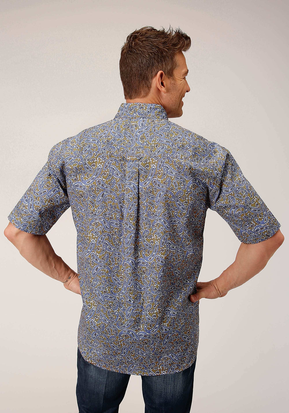 Roper Mens Short Sleeve Button Valley Paisley Western Shirt - Roper - Flyclothing LLC