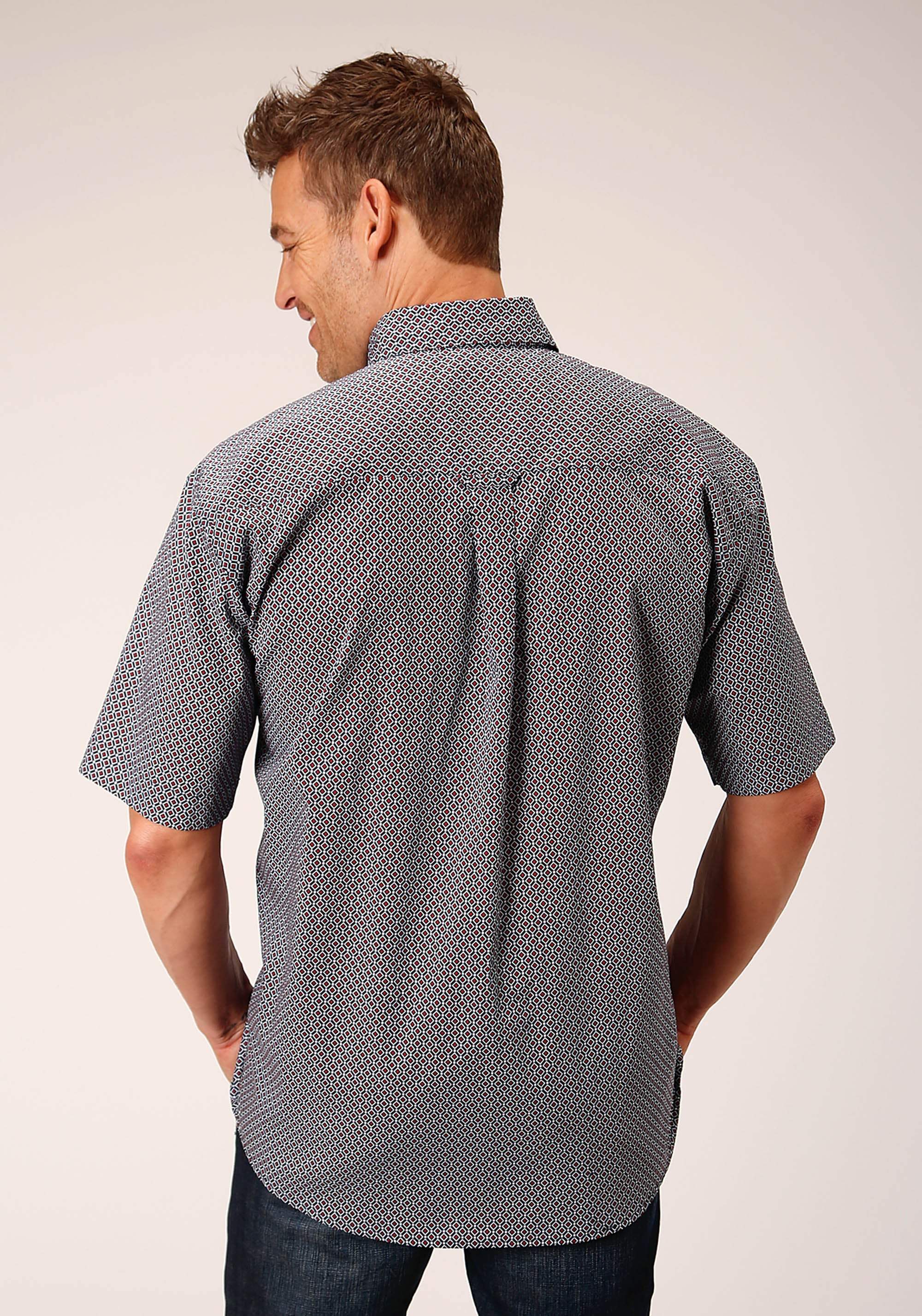 Roper Mens Short Sleeve Button Classic Geo Western Shirt - Roper - Flyclothing LLC