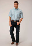 Roper Mens Short Sleeve Button Turquoise Medallion Western Shirt - Roper - Flyclothing LLC