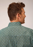 Roper Mens Short Sleeve Button Olive Foulard Western Shirt - Roper