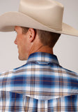 Roper Mens Short Sleeve Button Royal Plaid Western Shirt - Roper