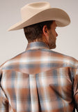Roper Mens Short Sleeve Button Copper Ombre Plaid Western Shirt - Roper