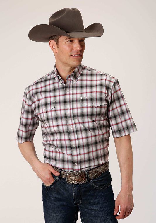 Roper Mens Short Sleeve Button Classic Ombre Stretch Poplin Western Shirt - Roper - Flyclothing LLC