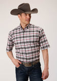 Roper Mens Short Sleeve Button Classic Ombre Stretch Poplin Western Shirt - Roper