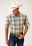 Roper Mens Short Sleeve Button Saddle Plaid Western Shirt - Roper - Flyclothing LLC