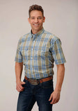 Roper Mens Short Sleeve Button Sandy Plaid Western Shirt - Roper - Flyclothing LLC