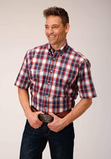 Roper Mens Short Sleeve Button Independence Plaid Western Shirt - Roper - Flyclothing LLC