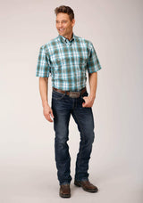 Roper Mens Short Sleeve Button Meadow Plaid Western Shirt - Roper - Flyclothing LLC