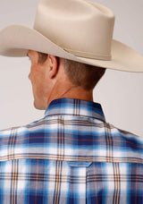 Roper Mens Short Sleeve Button Royal Plaid Western Shirt - Roper - Flyclothing LLC
