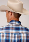 Roper Mens Short Sleeve Button Royal Plaid Western Shirt - Roper