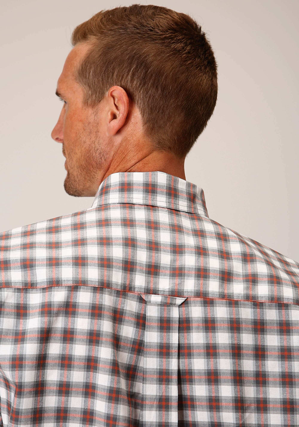 Roper Mens Short Sleeve Button New Stretch Check Grey Western Shirt - Roper - Flyclothing LLC