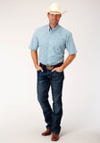 Roper Mens Short Sleeve Button Stretch Check Western Shirt - Roper