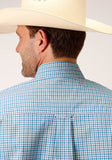 Roper Mens Short Sleeve Button Stretch Check Western Shirt - Roper