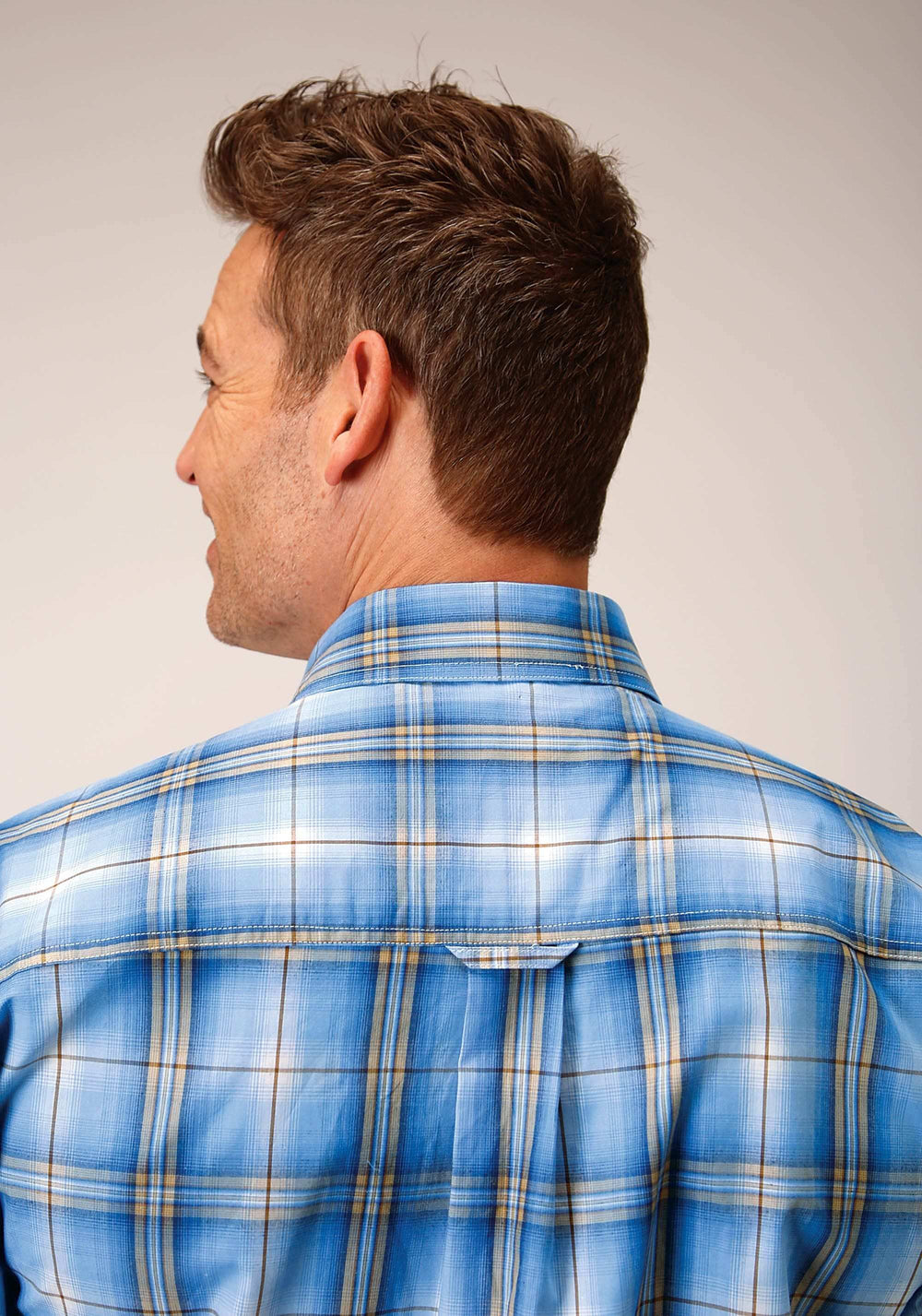 Roper Mens Short Sleeve Button Cornflower Plaid Western Shirt - Roper - Flyclothing LLC