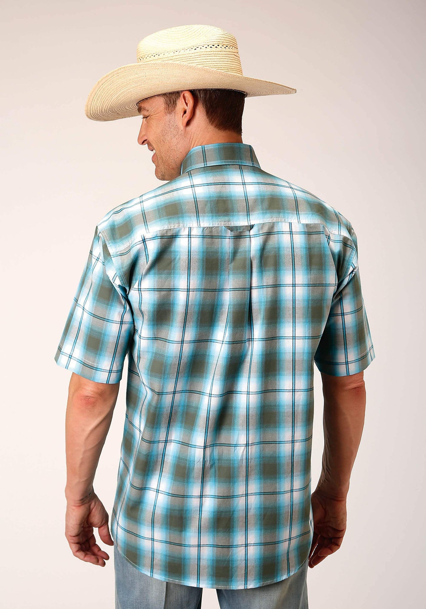 Roper Mens Short Sleeve Button Meadow Plaid Western Shirt - Roper - Flyclothing LLC