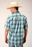 Roper Mens Short Sleeve Button Meadow Plaid Western Shirt - Roper