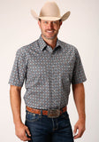 Roper Mens Short Sleeve Snap Silver Foulard Western Shirt - Tall Fit - Roper