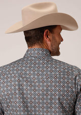 Roper Mens Short Sleeve Snap Silver Foulard Western Shirt - Tall Fit - Roper - Flyclothing LLC