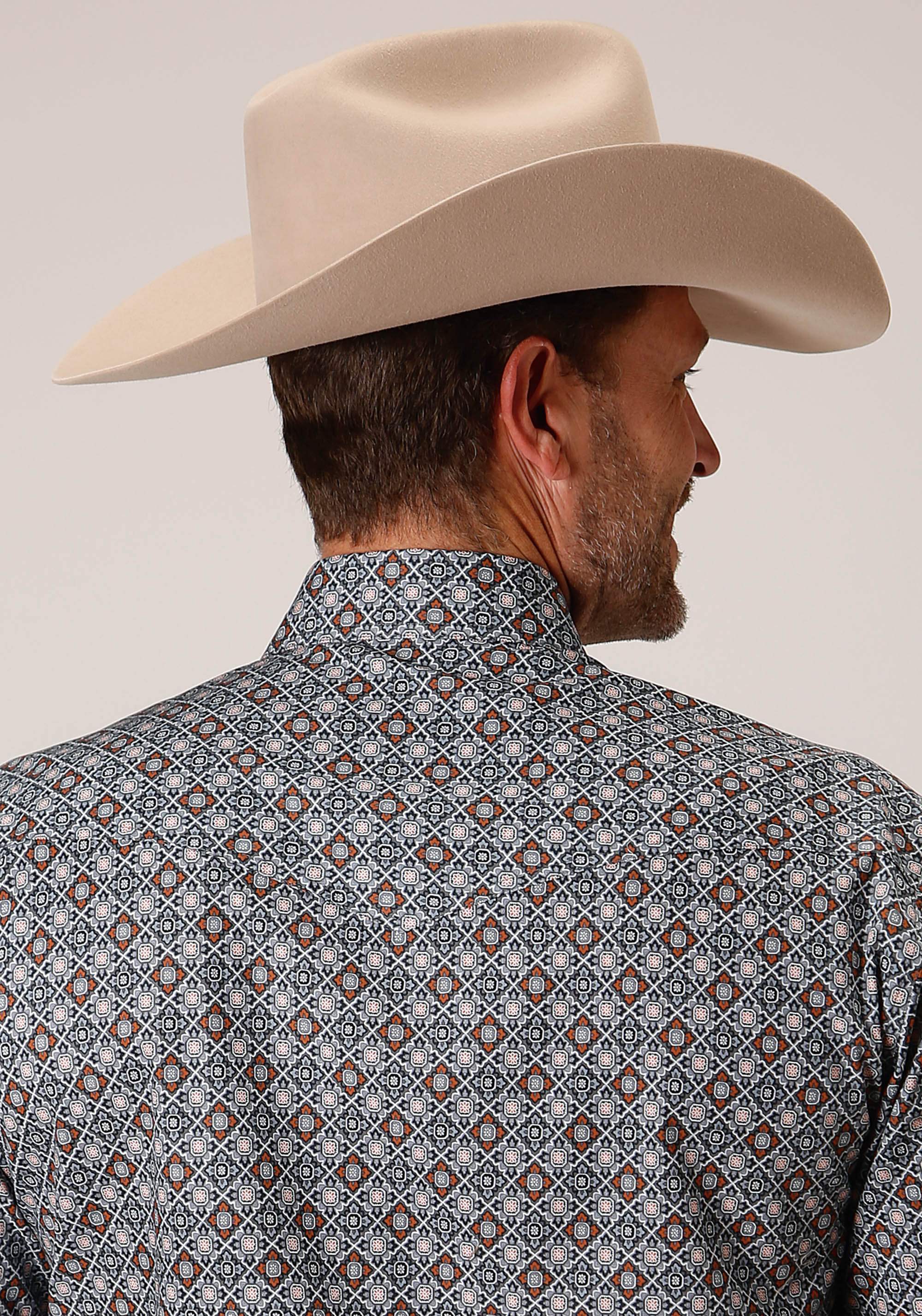 Roper Mens Short Sleeve Snap Silver Foulard Western Shirt - Tall Fit - Roper - Flyclothing LLC